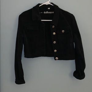Dollhouse size medium black stretch Jean jacket
